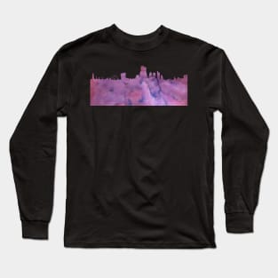 London Skyline Pink Watercolor Long Sleeve T-Shirt